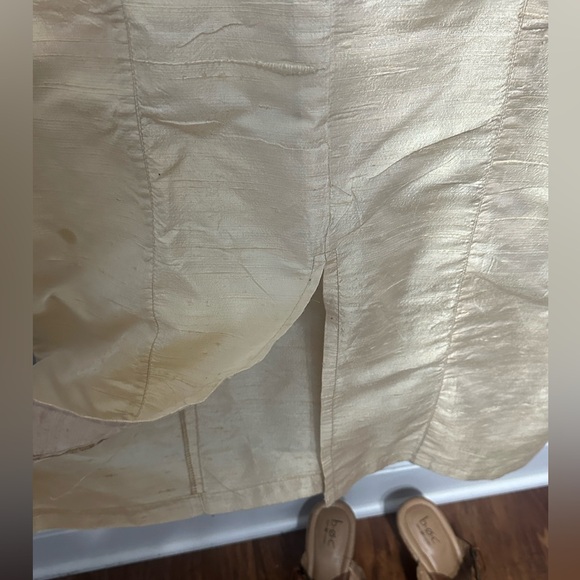 AS*HRO Silk Blend, Seashell & Gold Thread Embroidered Dress & Matching Jacket, L - Picture 15 of 15